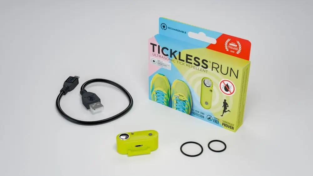 Bezklíšťový ultrazvukový odpuzovač klíšťat Run, neonově žlutý Ověřený