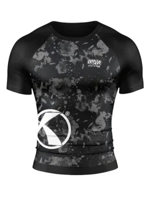 Katsudo tričko Rash Guard s krátkým rukávem, digitální černobílé provedení Výprodej