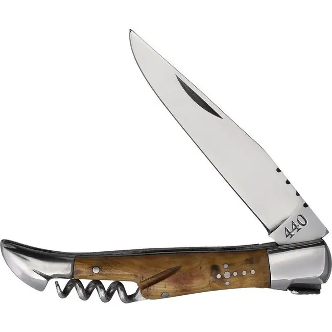Baladeo DUB1045 kapesní nůž s vývrtkou, čepel 11cm, ocel 440, rukojeť z olivového dřeva Výprodej