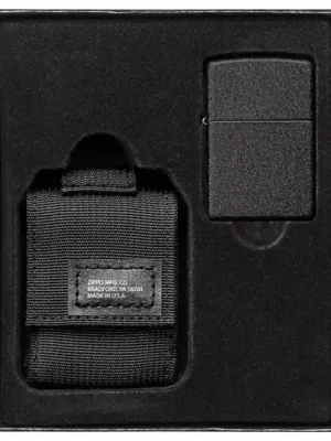Zippo černé taktické pouzdro + sada černých třaskavých zapalovačů Omezená Nabídka