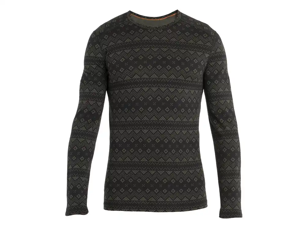 Časově Omezené Icebreaker Merino 200 Oasis First Snow, Black/Loden/Aop - pánské termo triko