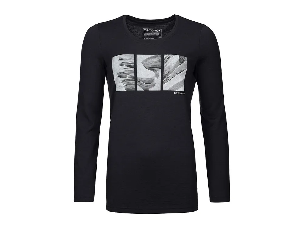 Ortovox 185 Merino Shape Pic LS Women‘s, Black Raven - dámské funkční triko Výhodná Nabídka