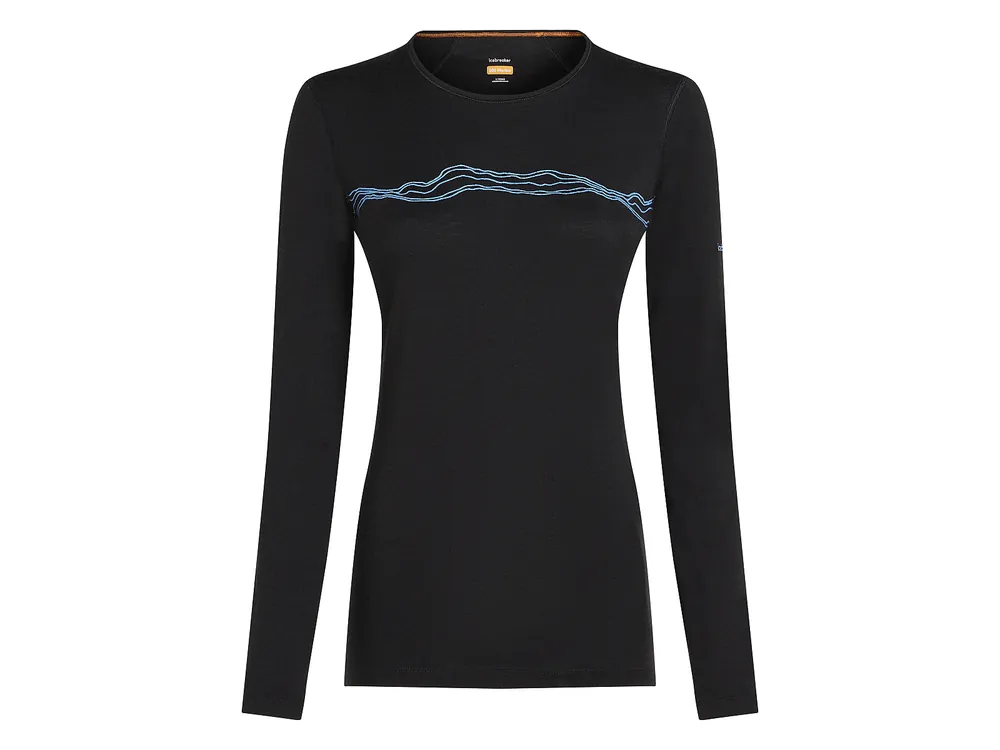 Top Prodej Icebreaker Wmns 200 Oasis LS Crewe Mountain Pulse, Black - dámské triko