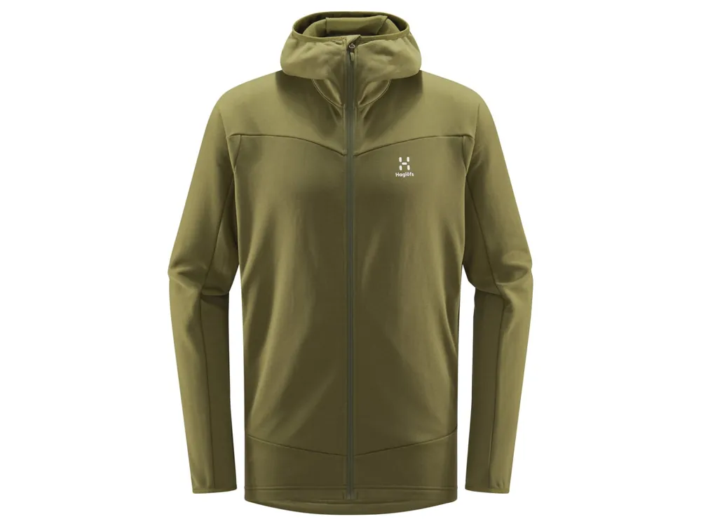 Haglöfs Frost Mid hood, Olive Green - pánská mikina s kapucí Dokud Zásoby Vydrží