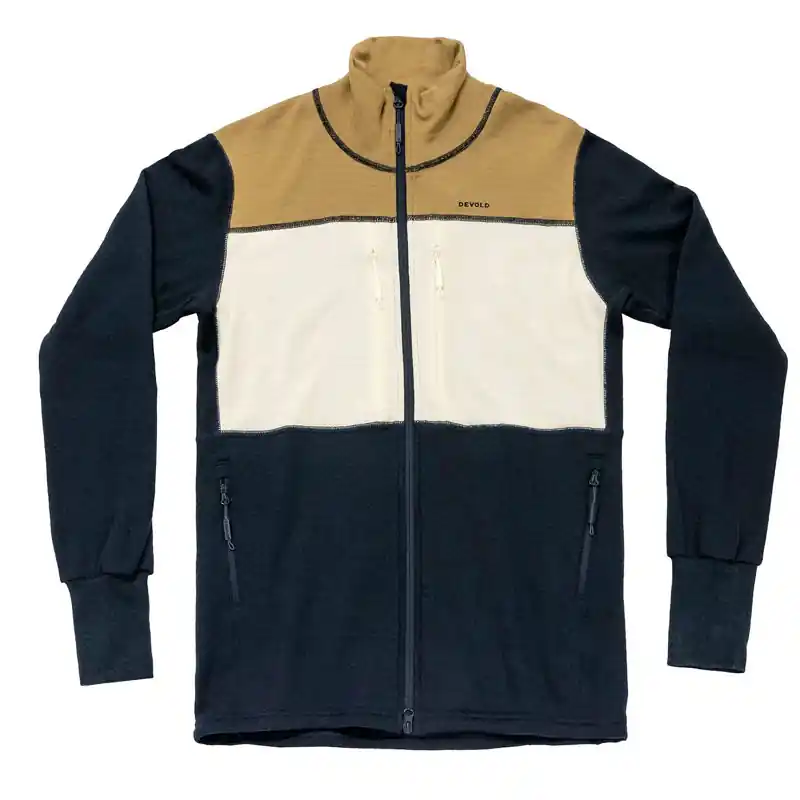 Vysoce Kvalitní bunda DEVOLD EGGA GRID MERINO JKT Man Wheat/Raw White/Ink