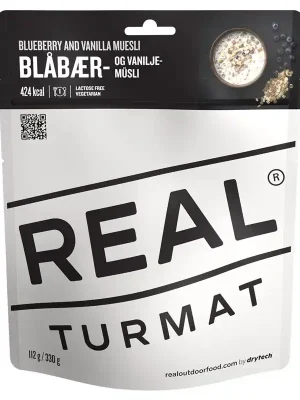 Vysoce Kvalitní jídlo REAL TURMAT Müsli s borůvkami a vanilkou 112g