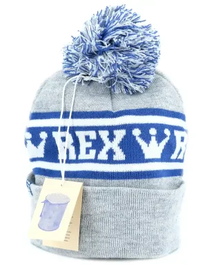 Hit Sezóny REX 7602 Pom Hat, blue/gray, pletená čepice s bambulí