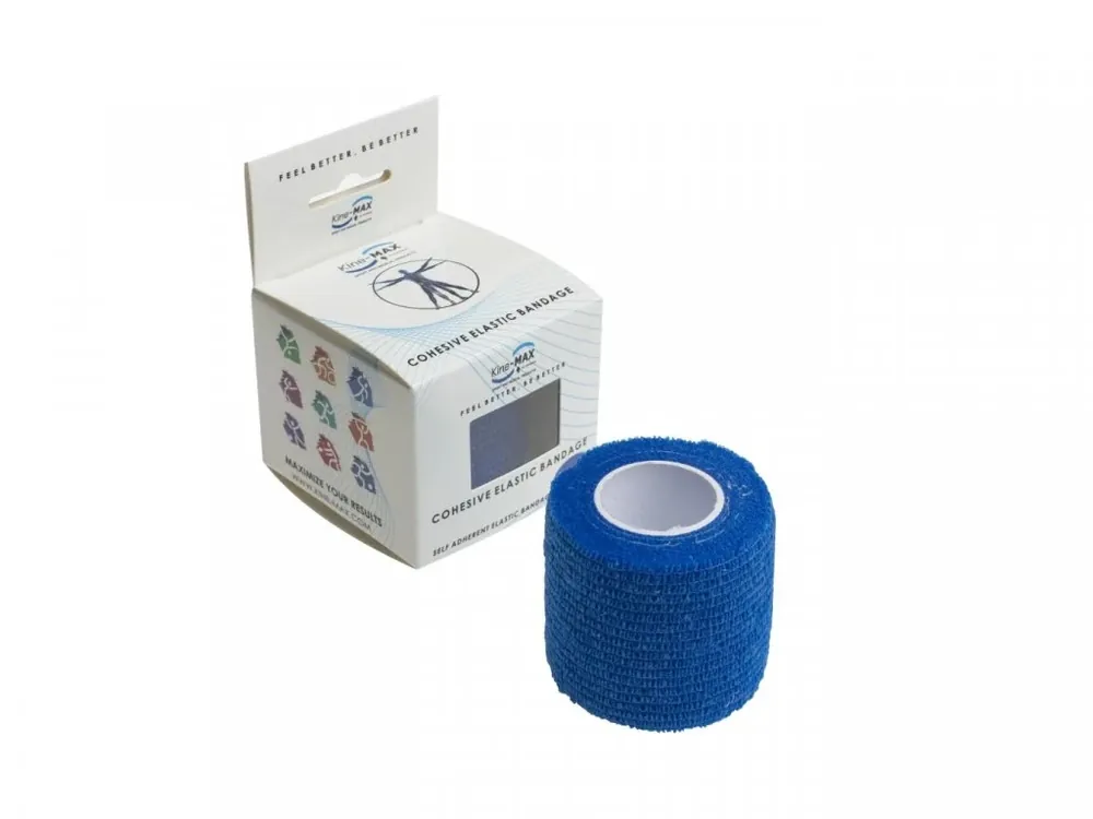 KINE-MAX COHESIVE ELASTIC BANDAGE - elastické samofixační obinadlo 5cm × 4,5m, modré Tovární Cena