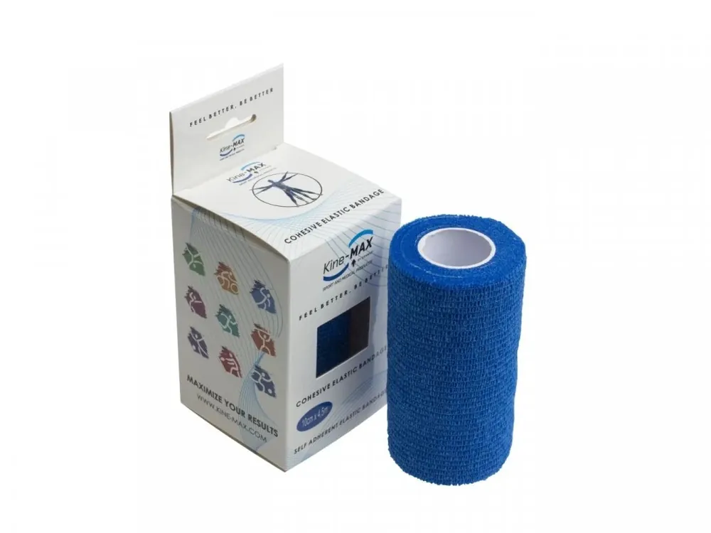 Aktuální KINE-MAX COHESIVE ELASTIC BANDAGE - elastické samofixační obinadlo 10cm × 4,5m, modré