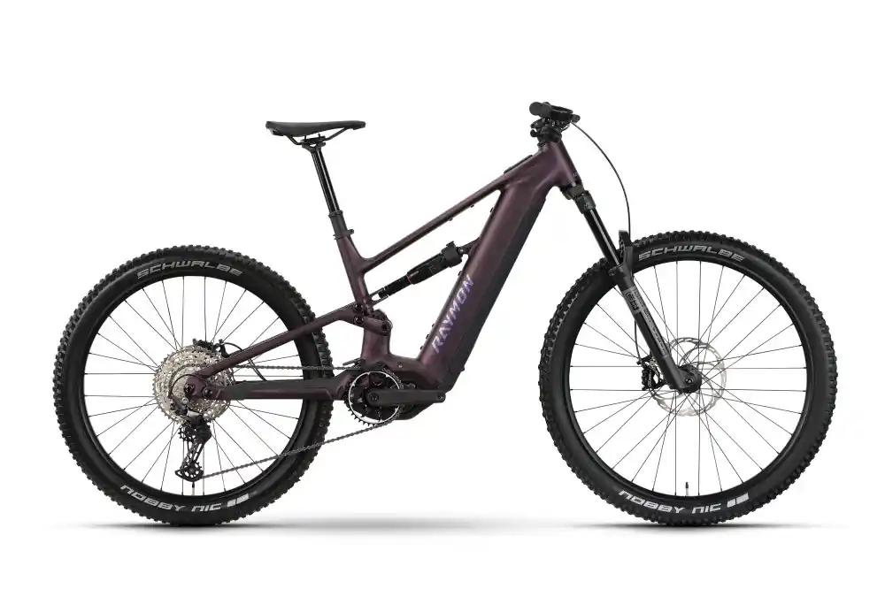 Celoodpružené horské elektrokolo Raymon Ravor Comp Florid Plum - Velikost M Rychlé Dodání