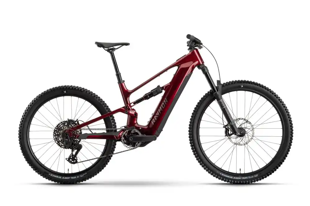 Celoodpružené horské elektrokolo Raymon Ravor Pro Ruby Red - Velikost S Levný